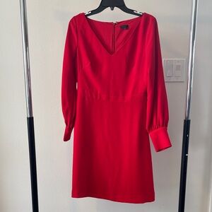Ann Taylor Vibrant Red Long Sleeve Dress